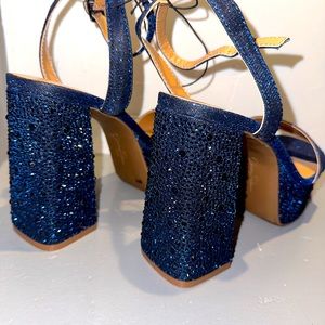 COPY - Jessica Simpson pump platform heel navy blue embellished rhinestone crys…